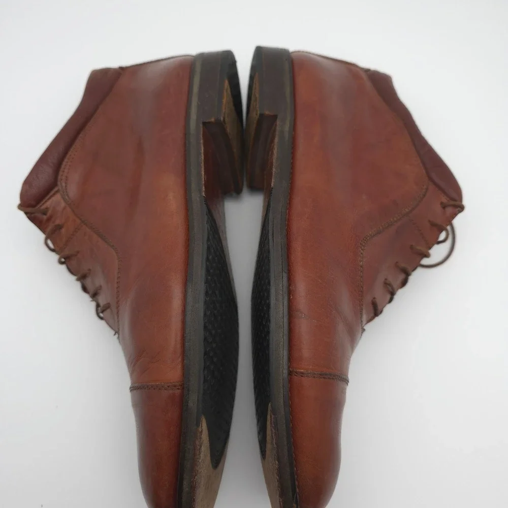 Johnston & Murphy Chukka Boots Mens 9.5 Leather Brown Cap Toe Made in Italy Work